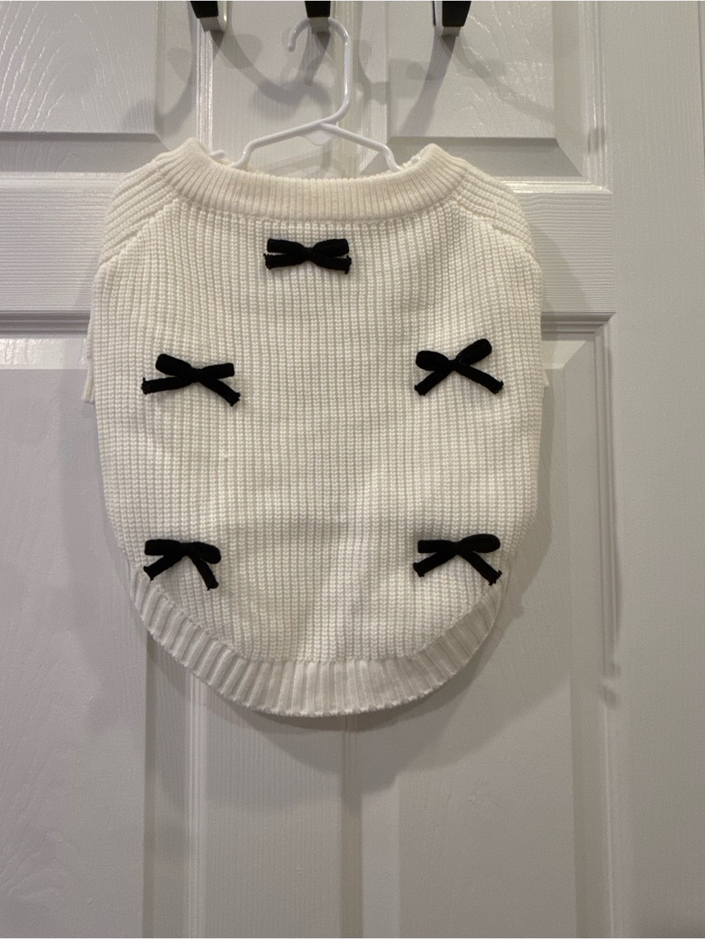 Dog Cream Knit Sweater with Black Bows - XL runs small